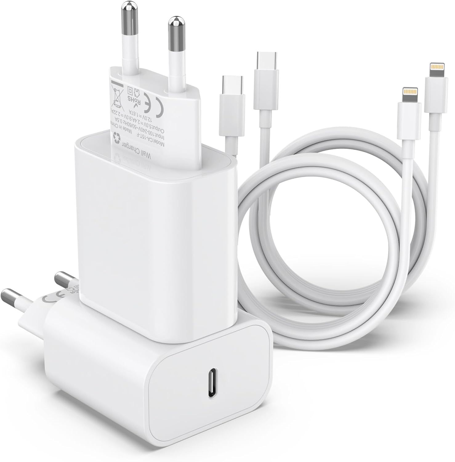ELVORIX 4-Pack 25W Quick Charger USB C with iPhone 14 Cable, Adapter, Plug, and Quick Charging Cable