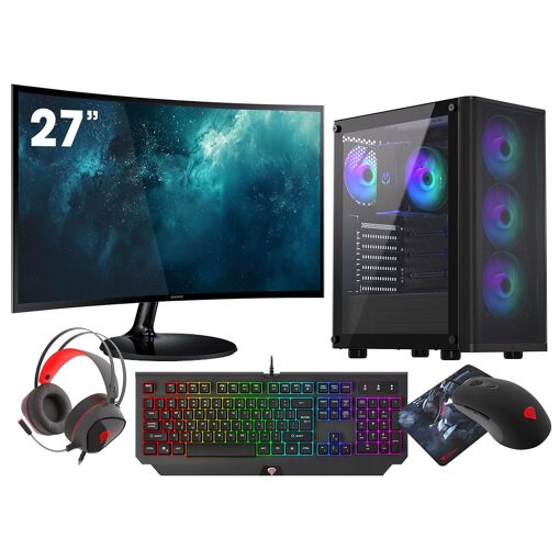PC de juegos VIST - Core i5 14400F, 32GB de RAM, RTX 5060, SSD de 1TB, WiFi6, BT, LCD de 27", Windows 11 Pro