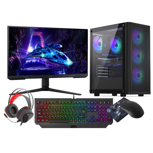 PC de juego VIST - Ryzen 7 5700X, 32GB de RAM, RTX 5060, SSD de 1TB, Monitor de 24"
