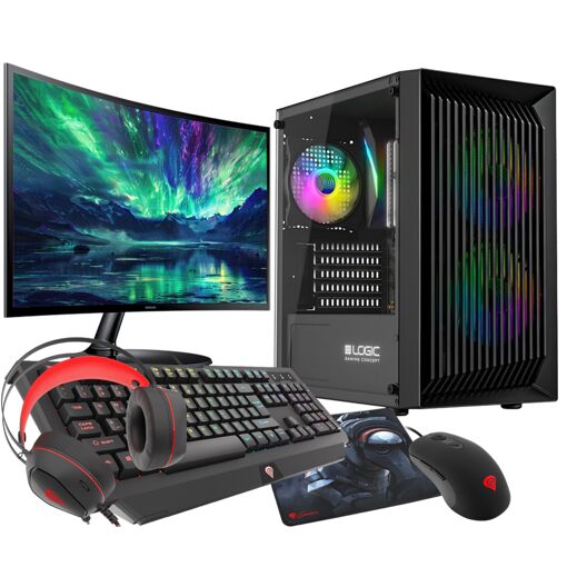 PC de juego VIST Atos - Ryzen 7 5700X, 32GB de RAM, RTX 5060, 1TB SSD, WiFi, Monitor de 27 pulgadas