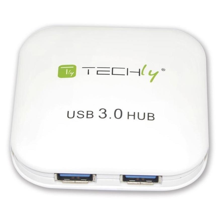Hub y adaptador Techly USB 3.1 Gen 1, 5 Gbps, blanco