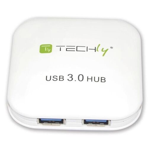 Hub y adaptador Techly USB 3.1 Gen 1, 5 Gbps, blanco