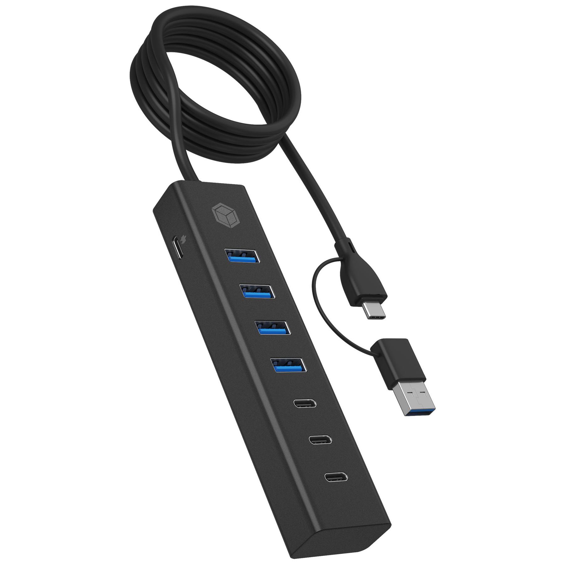 Icy Box IB-HUB1737-C3 USB 3.2 Gen 1 (3.1 Gen 1) Type-C Hub, Black