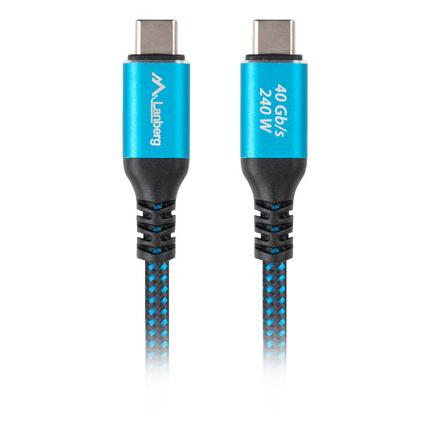 Lanberg CA-CMCM-44CU-0005-BK USB 4 Gen 2x2 0.5m USB C Cable, Black and Blue