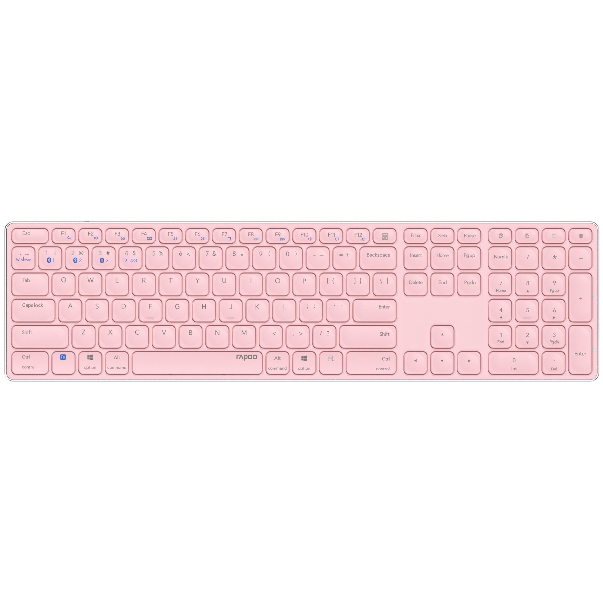 Rapoo Universal Bluetooth Keyboard E9800M, QWERTY Layout, Pink
