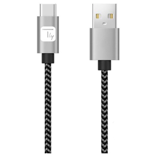 Câble Techly ICOC de 2 m - USB 2.0, Type C vers A, Noir et Gris