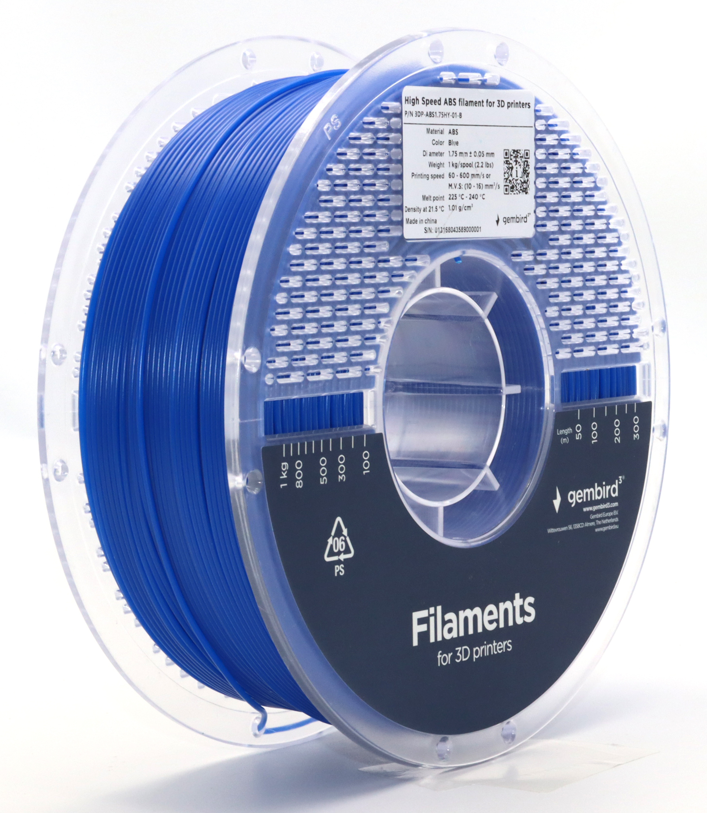 Gembird ABS 3D Printing Material, Blue, 1 kg