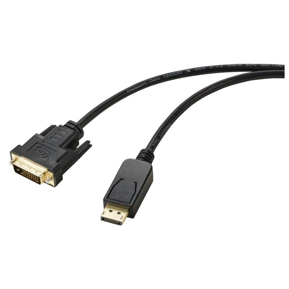 Renkforce DisplayPort to DVI-D Cable Adapter (24+1 Pins, 6ft Black)