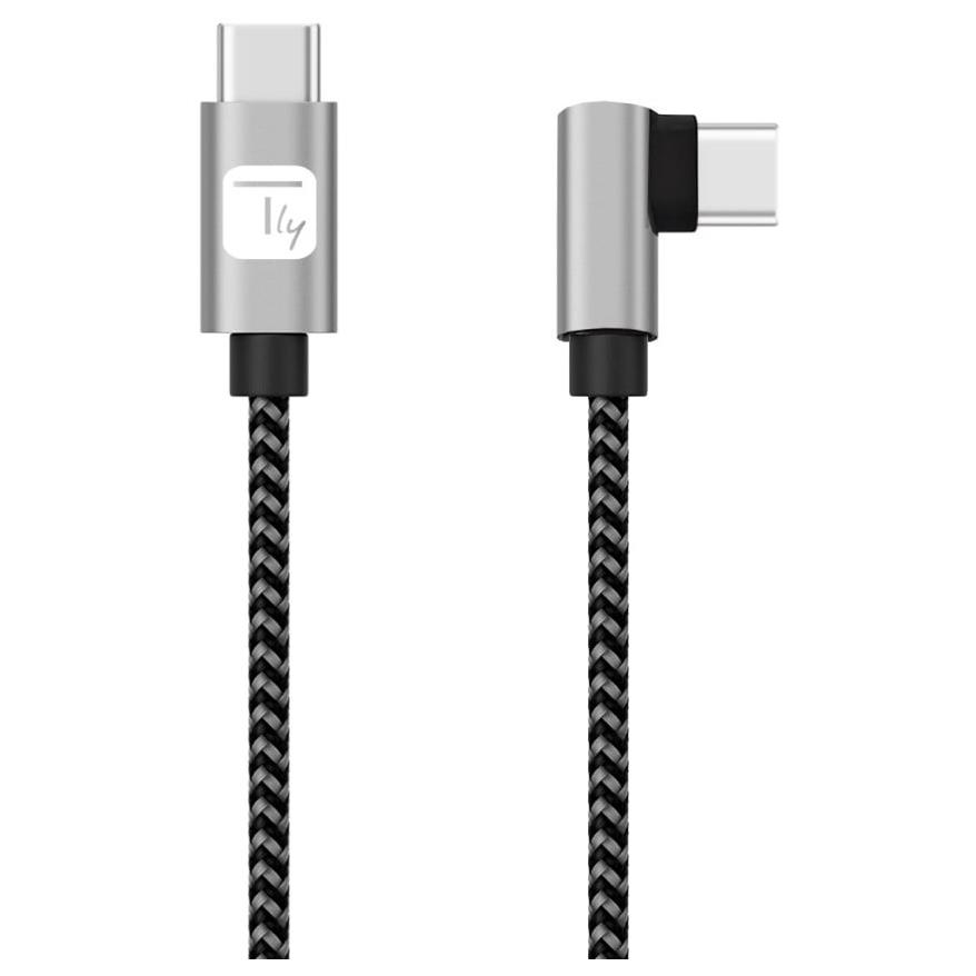 Techly ICOC MU2CC9-010-AL USB 2.0 Cable, 1m, USB C to USB C, Gold Plated Connectors, Gray and Black