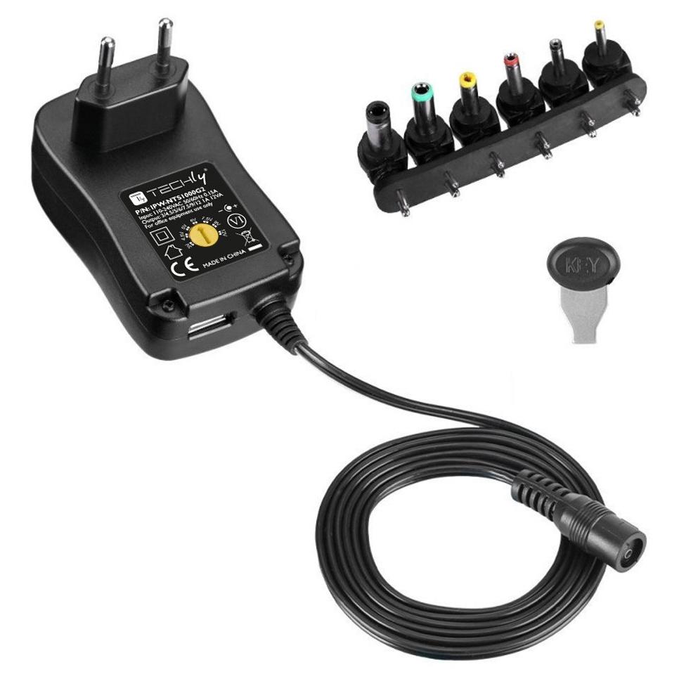 Techly 12W Internal Power Adapter & UPS (Black)