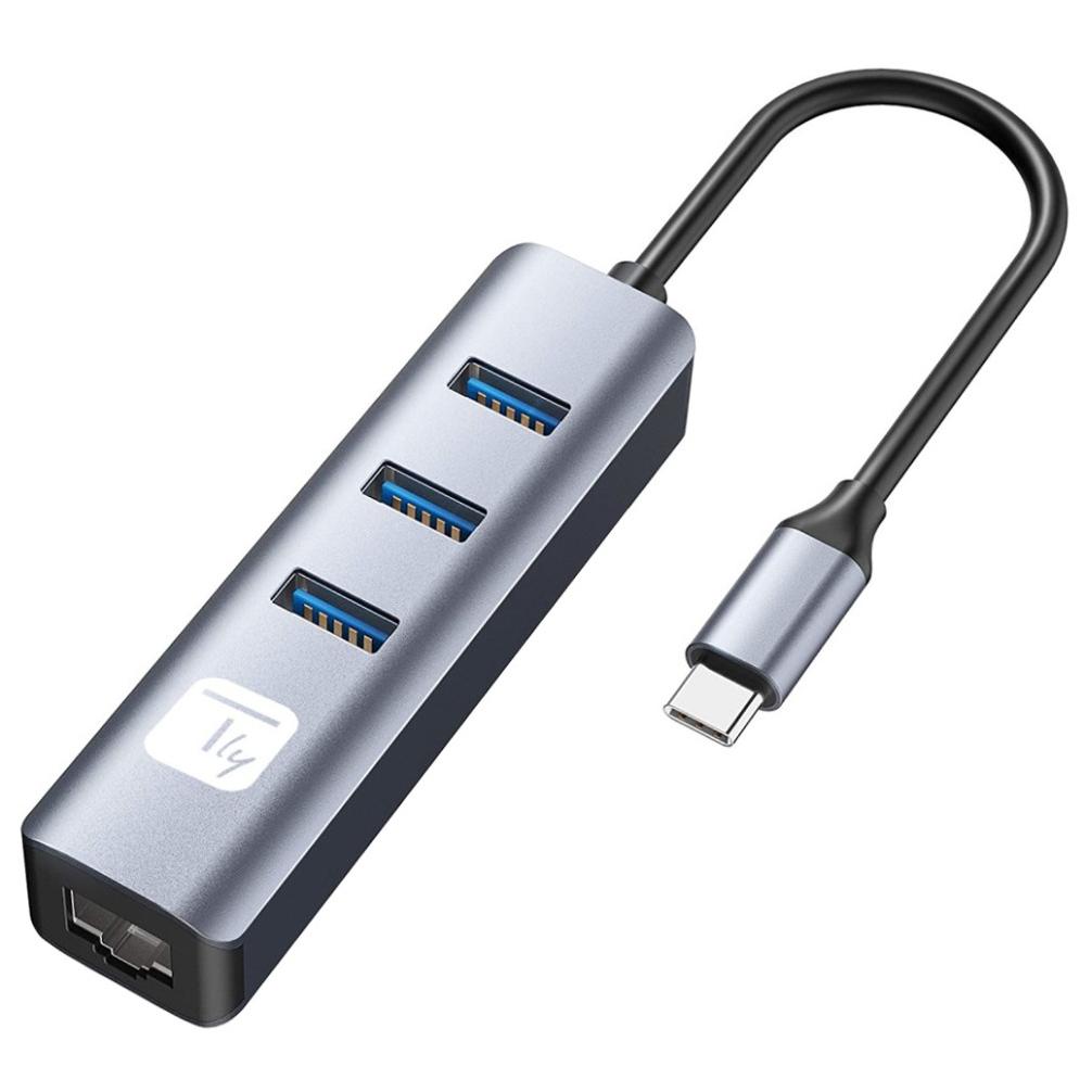 Techly IDATA USB-ETGIGA3CA Docking Station with Wired USB 3.2 Gen 1 (3.1 Gen 1) Type-A + Type-C, Black and Silver