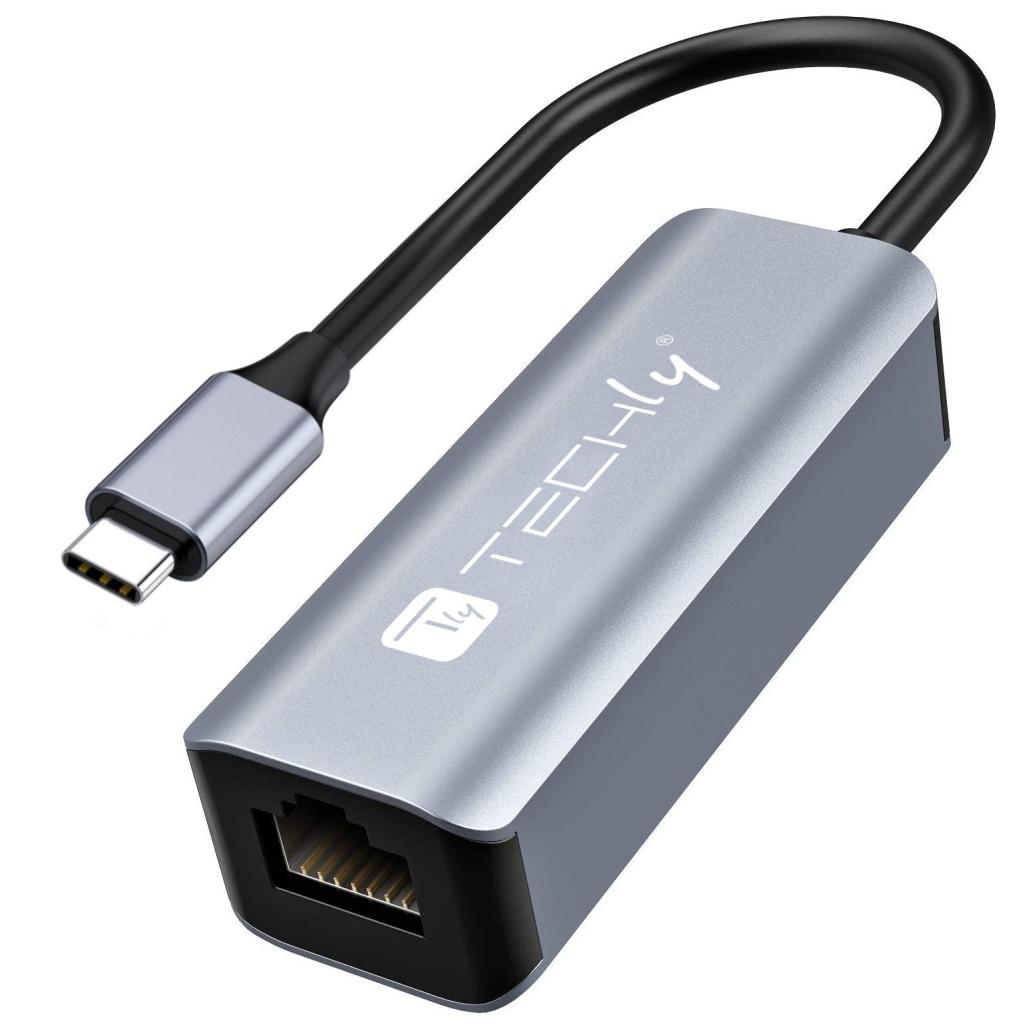 Techly USB-ETGIGA-CA Docking Station with Wired USB 3.2 Gen 1 (3.1 Gen 1) Type-C - Black and Silver
