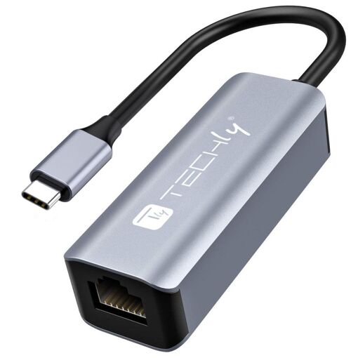 Techly USB-ETGIGA-CA Docking Station with Wired USB 3.2 Gen 1 (3.1 Gen 1) Type-C - Black and Silver