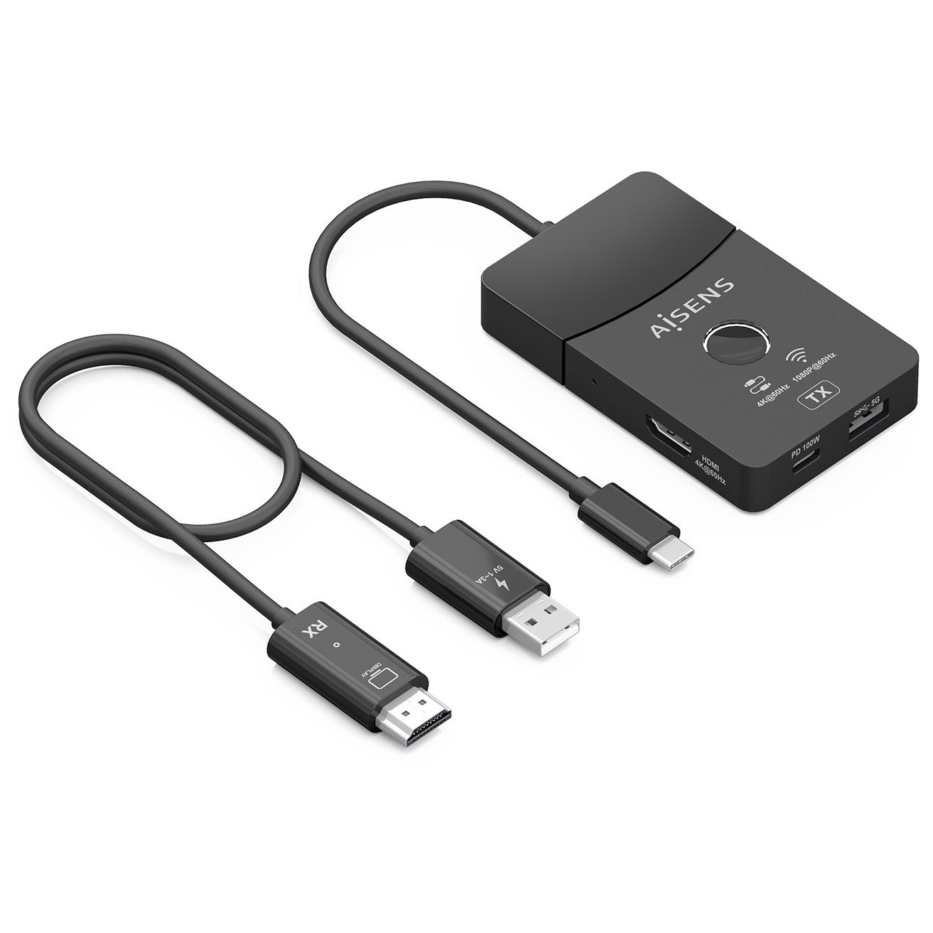 AISENS Wireless and Wired USB 3.2 Gen 1 (3.1 Gen 1) Type-C Docking Station, Black