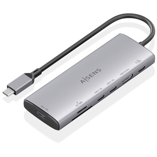 Station d'accueil AISENS avec port USB 3.2 Gen 1 (3.1 Gen 1) Type-C - Gris