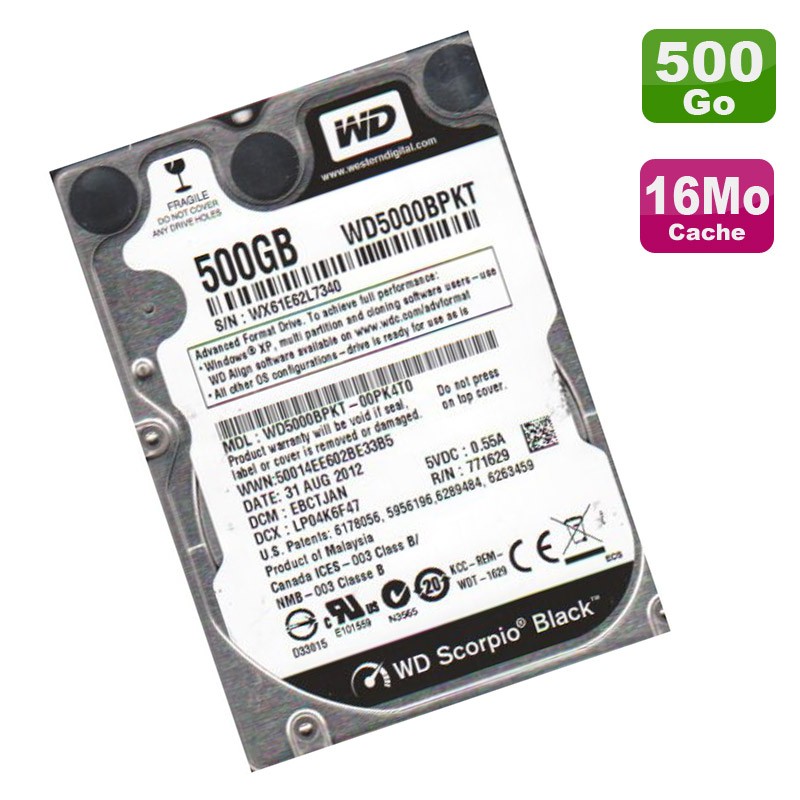 Disque dur interne Western Digital Black WD5000BPKT 2,5'' SATA 500 Go