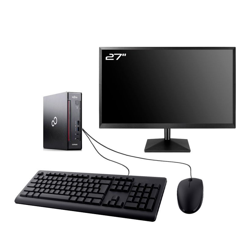Fujitsu Q956 Mini PC - 27" Display, Intel i3-6100T, 8GB RAM, 2TB SSD, Windows 11