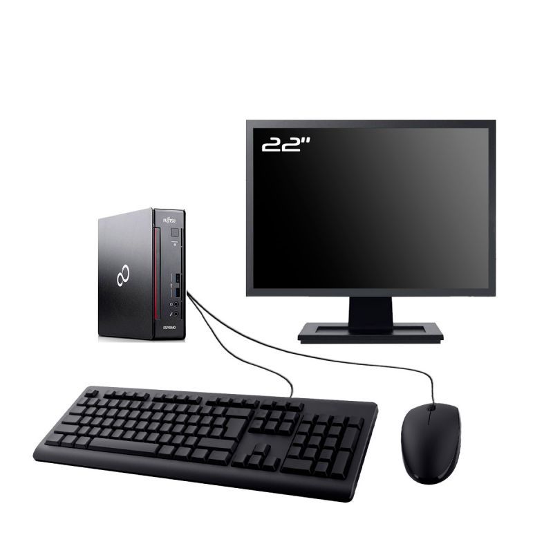 Fujitsu Q956 Mini PC - 22-inch Display, Intel i7-6700T, 16GB RAM, 240GB SSD, Windows 11