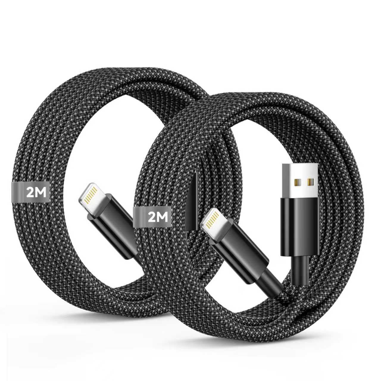 KALANKA Cable USB a Lightning de 2 m Certificado MFi (iPhone 14/13/12/11/X/7/6/SE)
