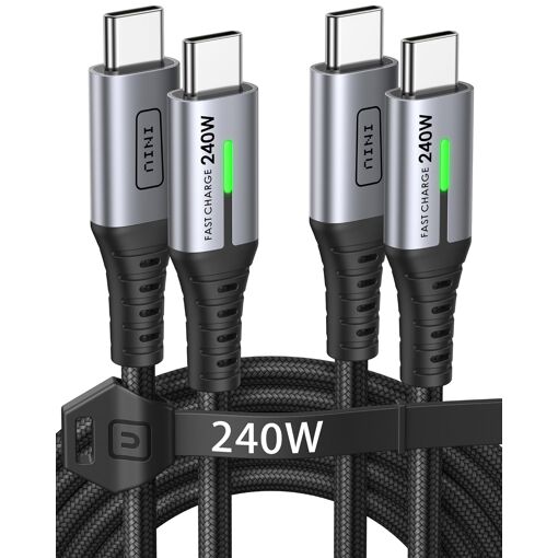 Cable KALANKA 240W USB-C a USB-C, [2 Pack de 2m] Carga Rápida PD3.0 para iPhone 17/16/15 Pro Max, Samsung Galaxy S25/S24/S23 Ultra, Pixel 9 Pro, MacBook iPad Air, Switch, Steam Deck
