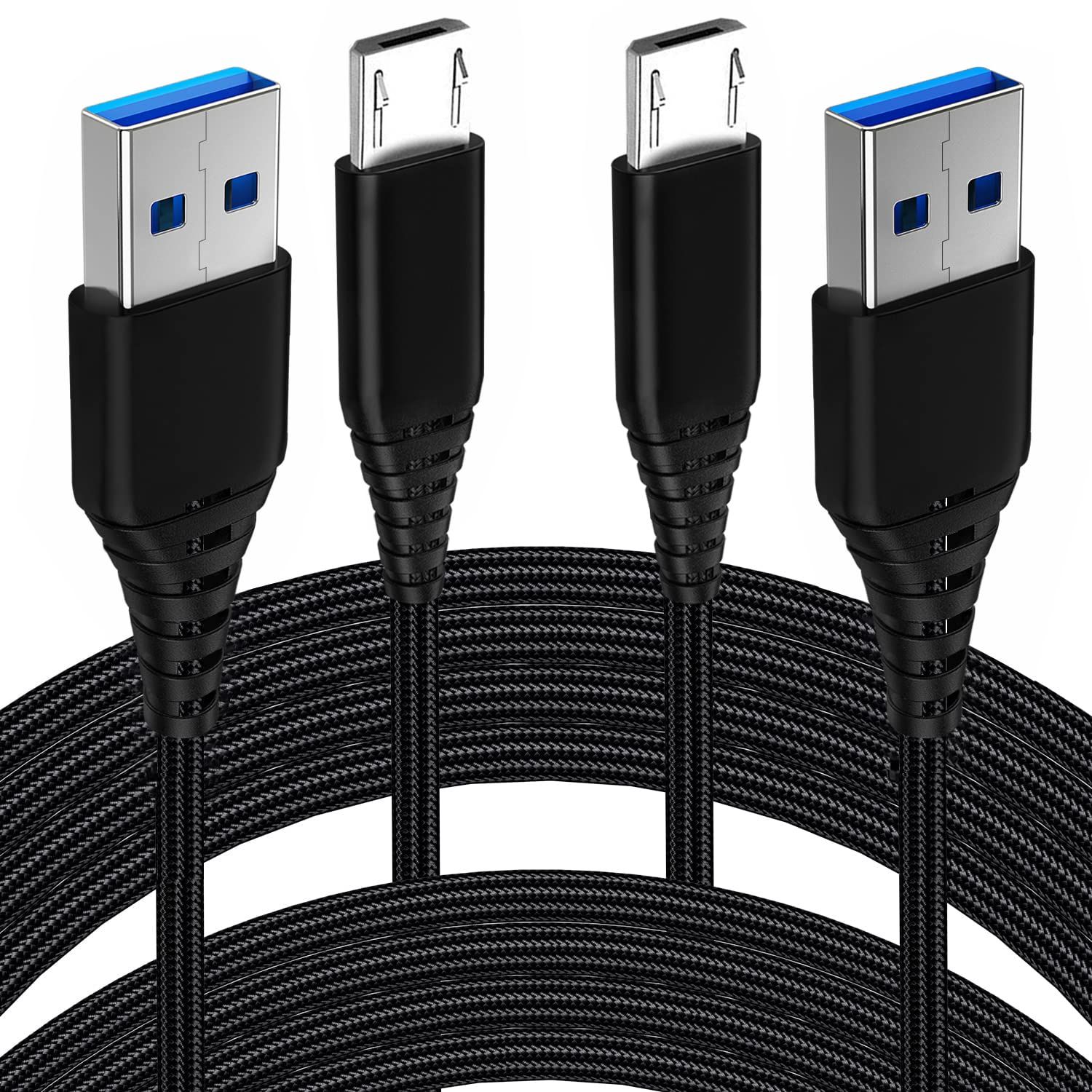 KALANKA 2.4A Fast Charge Micro USB Cable, 2m + 2m, Compatible with Samsung, Huawei, Xiaomi and More