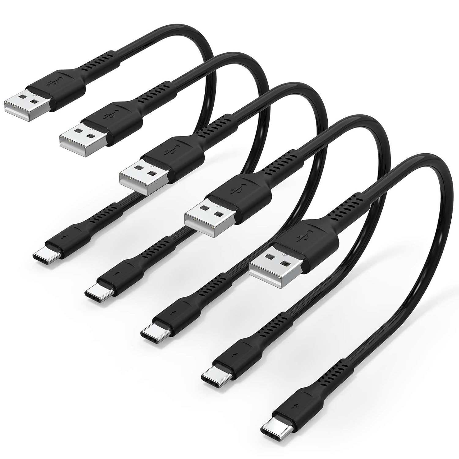 Cable USB C KALANKA de 30 cm, paquete de 5 - Cable USB A a USB Tipo C de carga rápida USB C para Samsung Galaxy A12/A32/A52/S10/S20/S21, Xiaomi Redmi 9T/Note 10, Huawei, Google Pixel