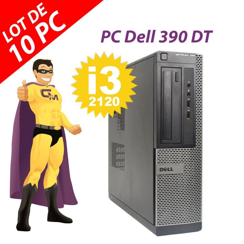 Lot de 10 ordinateurs de bureau Dell OptiPlex 390 - i3-2120, 4 Go de RAM, disque dur 250 Go, Windows 10