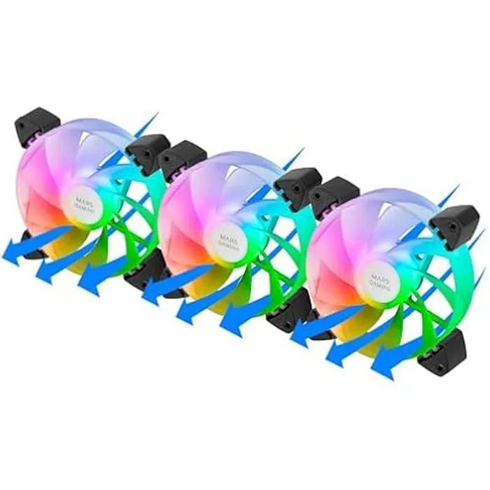 Mars Gaming MF-3AR 120mm Fans - ARGB Lighting 360° - Reversed Blades - FDB Technology