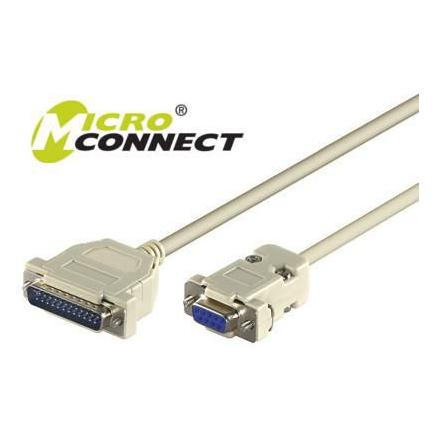 Cable de serie MicroConnect IBM029 - 3 m, DB-9 a DB-25, gris