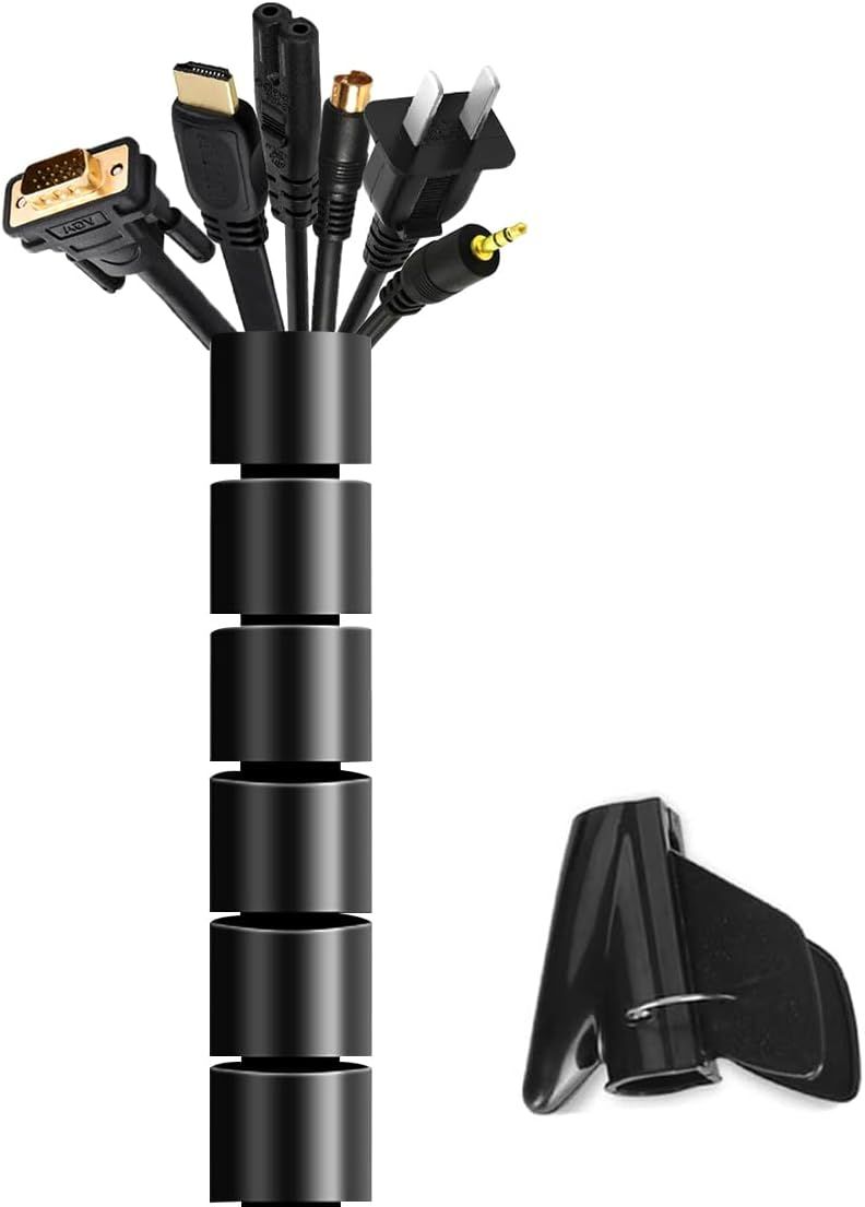 Unnderwiss Cable Organizer - 3m x 22mm Black Sleeve for TV/Computer/Audio Cables, Home & Office
