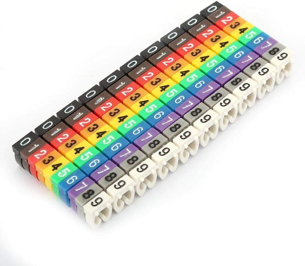 Walfront Cable Marker Set - 100 Color-Coded Label Tags for Electric Cables (4 mm, 4 mm²)