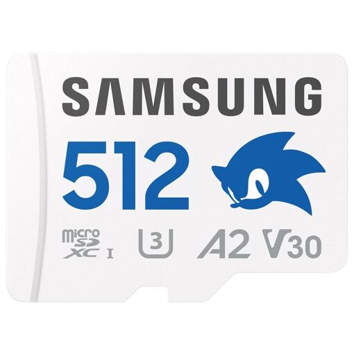 Samsung PRO Plus 512GB MicroSDXC Card - Sonic the Hedgehog (includes SD Adapter) - A2 / V30 Video Class / UHS-I U3