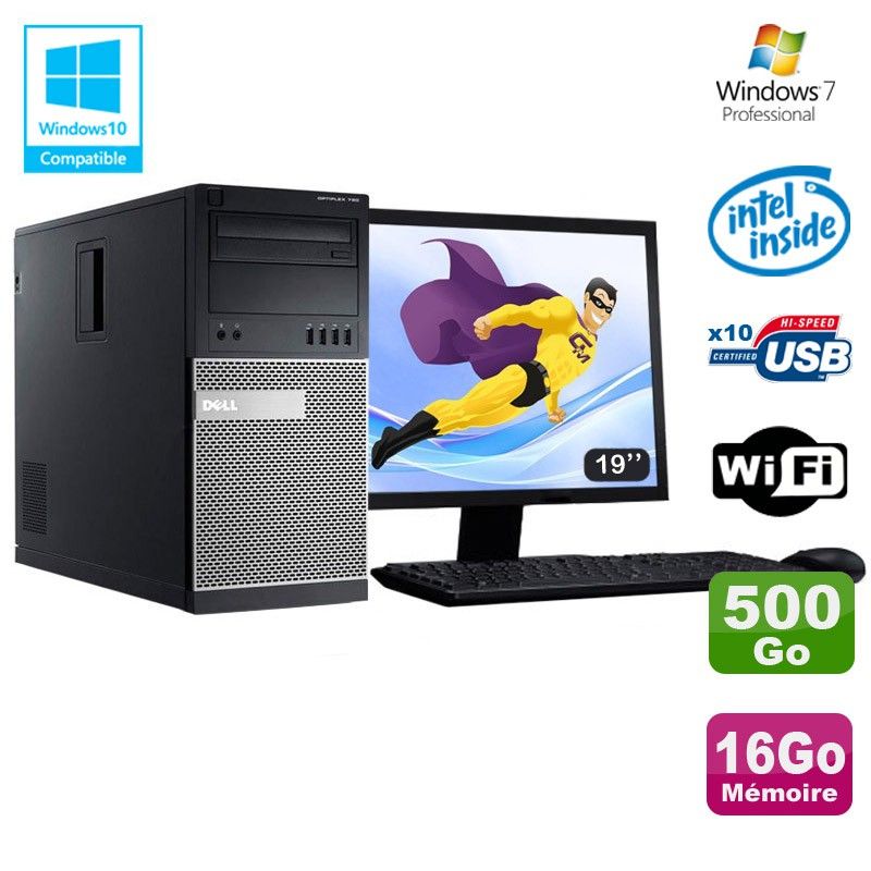 Dell Optiplex 790 Tower - Intel Pentium G630, 16GB RAM, 500GB HDD, DVD Drive, WiFi, Windows 7