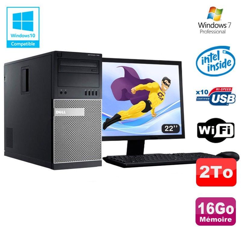 Dell Optiplex 790 Desktop PC - Intel Pentium G630, 16GB RAM, 2TB HDD, DVD, WiFi, Windows 7