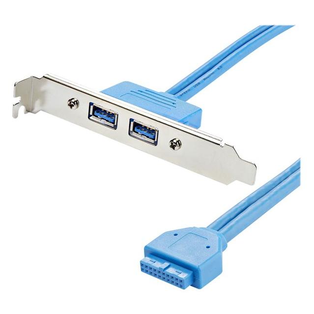 StarTech.com USB 3.0 Adapter Cable - 20-Pin IDC to 2x USB A Embedded Panel Mount - 50cm Blue