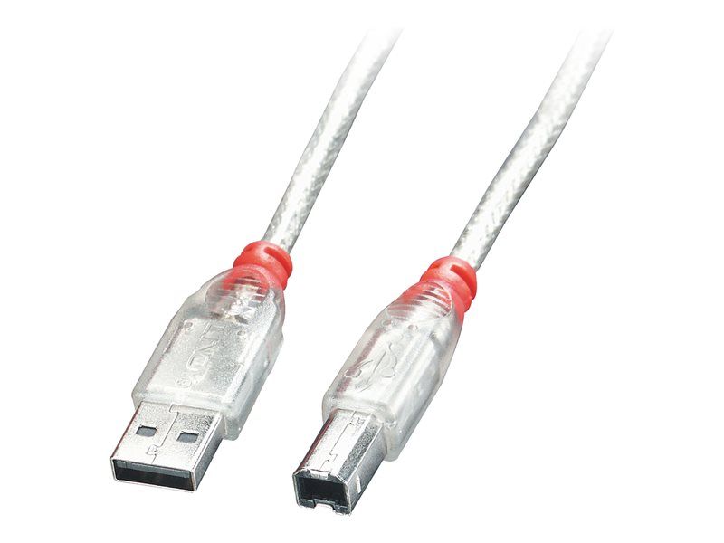Câble USB Lindy - 20 cm, USB Type-B vers USB-A, USB 2.0, Transparent