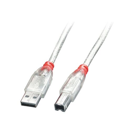 Lindy USB Cable - 20cm, USB Type-B to USB-A, USB 2.0, Transparent