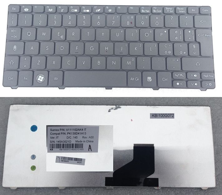 Acer QWERTY Italian Keyboard for Gateway L Series and Packard Bell DOT Series Netbooks