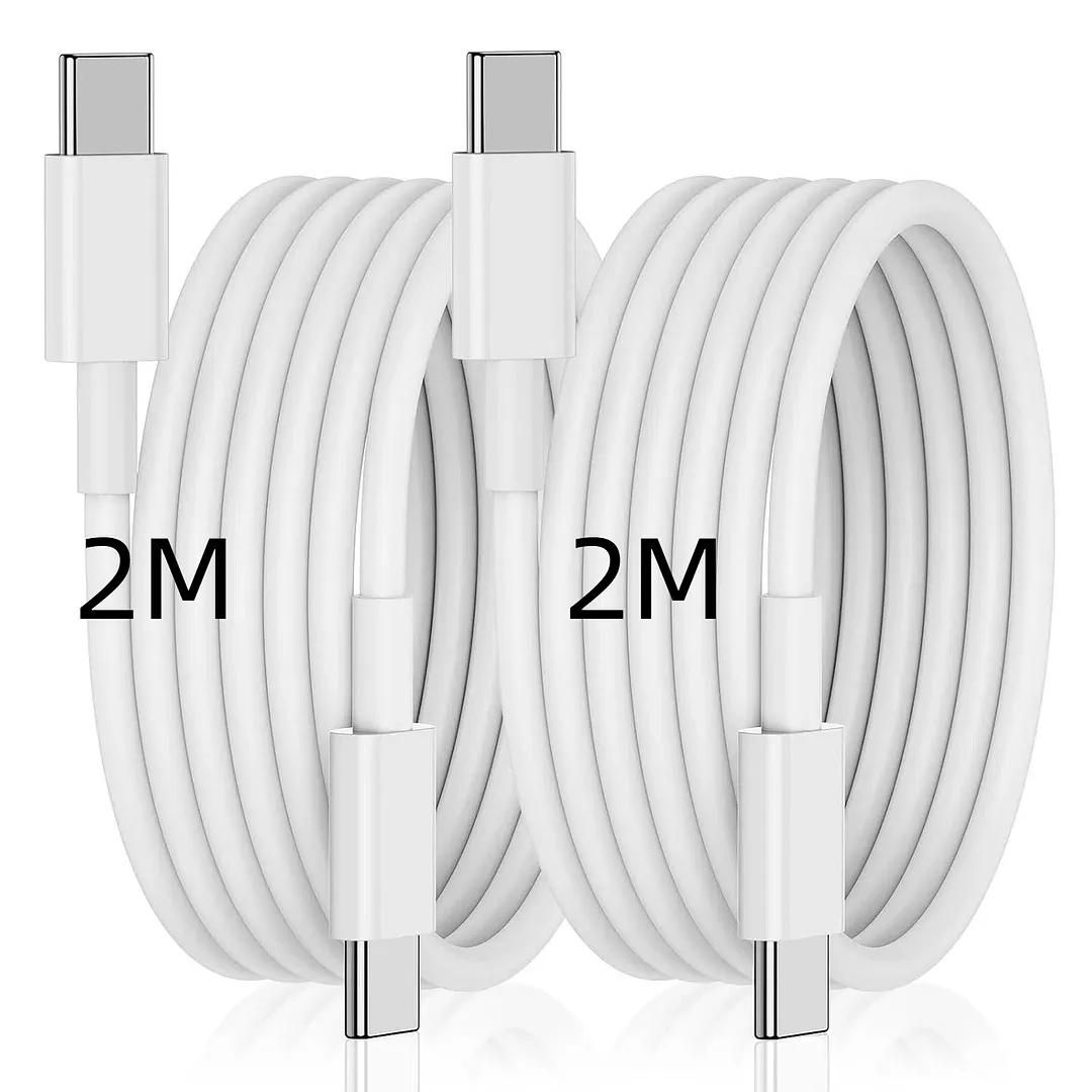 Lot de 2 câbles USB-C vers USB-C 6A Rapide 65W - Blanc, 2 mètres