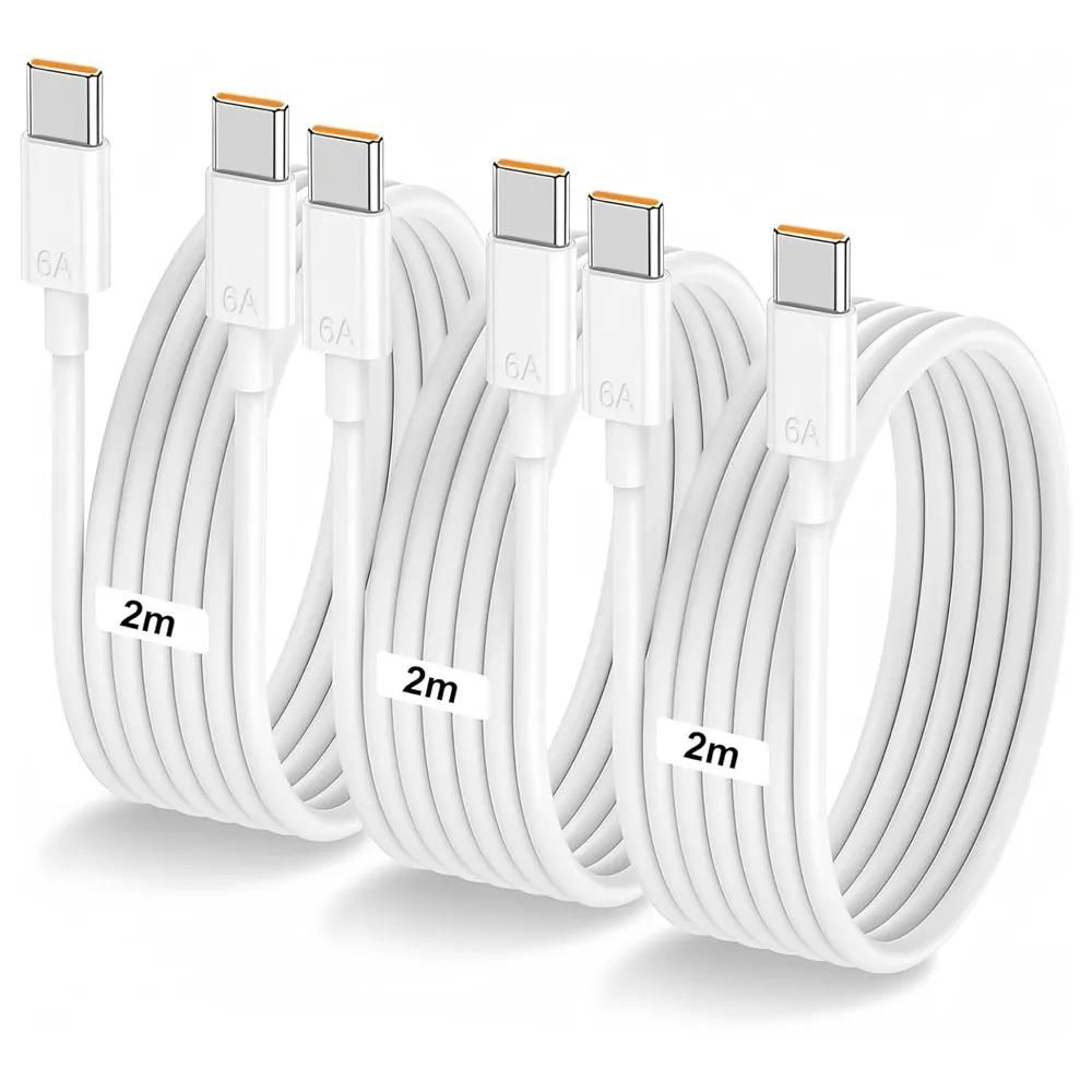 E.F.Connection 65W USB-C to USB-C Cable - White, 2 Meter (iPhone 16 Pro Compatible)
