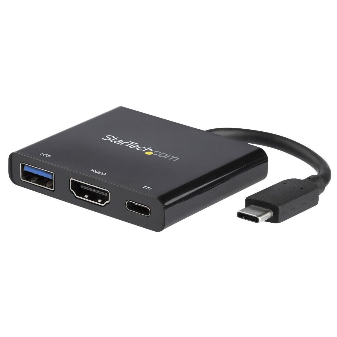 Adaptador Startech USB-C a HDMI 4K con entrega de energía y puerto USB-A