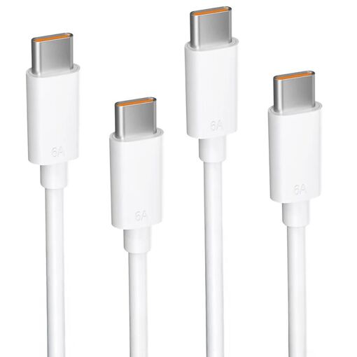 2x USB-C to USB-C 65W 6A Cable for Samsung Galaxy S25, S24 Ultra, S23 FE, and more - White 1M - E.F.Connection