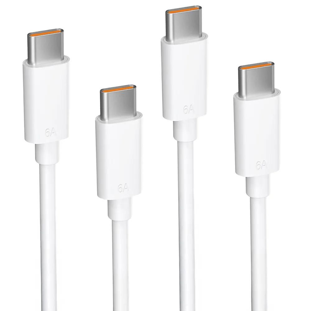 2x USB-C to USB-C 65W 6A Cable for Samsung Galaxy S25, S24 Ultra, S23 FE, and more - White 1M - E.F.Connection