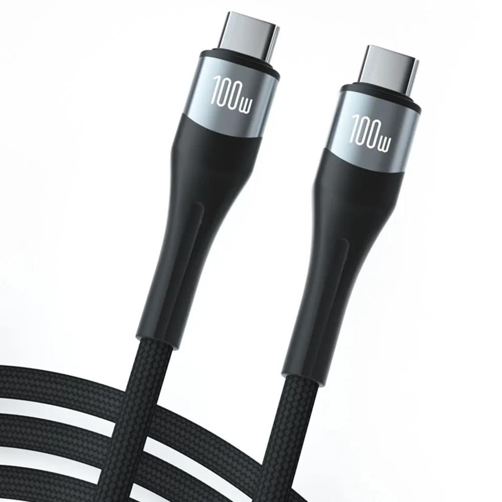 Cable USB-C a USB-C E.F.Connection de carga rápida 100W - 1 metro Negro