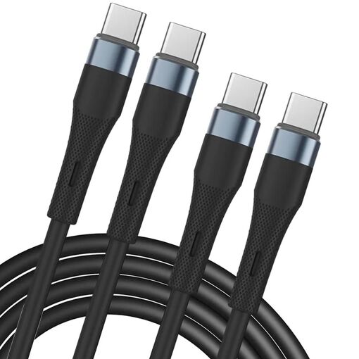 E.F.Connection 60W USB-C to USB-C Cable (2 Pack) - Black 1M