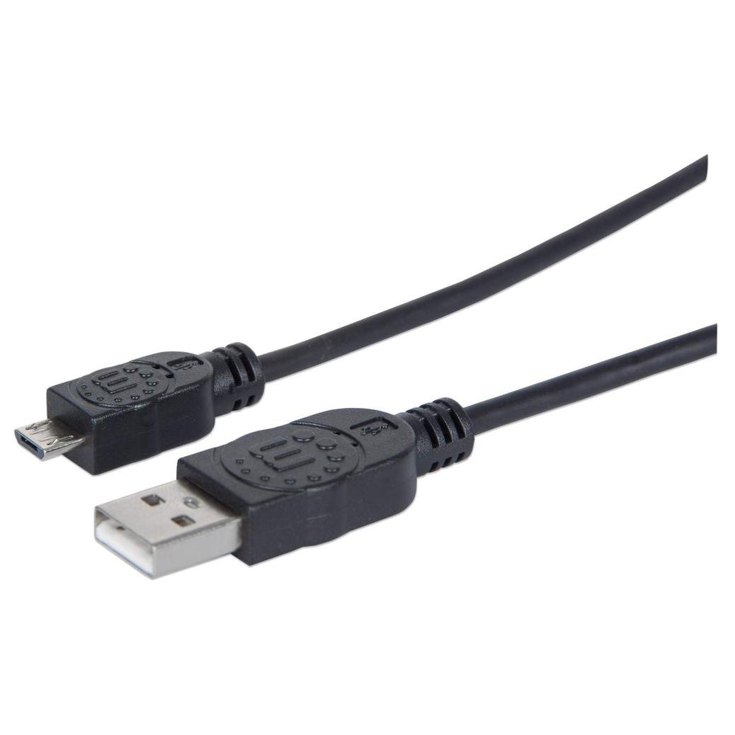 IC Intracom Manhattan USB 2.0 Cable, 1.8m, Black (USB A to Micro-USB B)