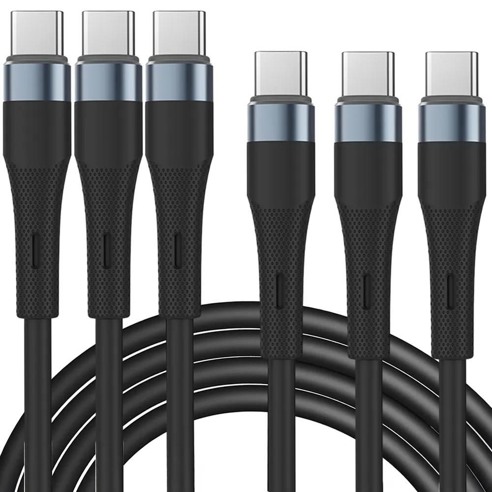 E.F.Connection 3x USB-C to USB-C Cable, 60W Fast Charger, 1m - Black
