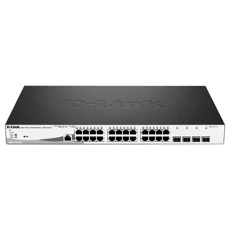 D-Link DGS 1210-28MP Managed Switch - 24 x 10/100/1000 (PoE+) + 4 Gigabit SFP Ports - Desk/Rack Mountable