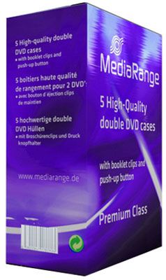 MediaRange Double DVD Case Retail Pack - Video DVD Case - Capacity: 2 CD/DVD - Black (Pack of 5)