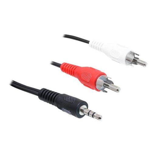 Câble audio Delock - 2 connecteurs RCA mâles vers mini-jack stéréo 3,5 mm mâle - 1,5 m - Noir